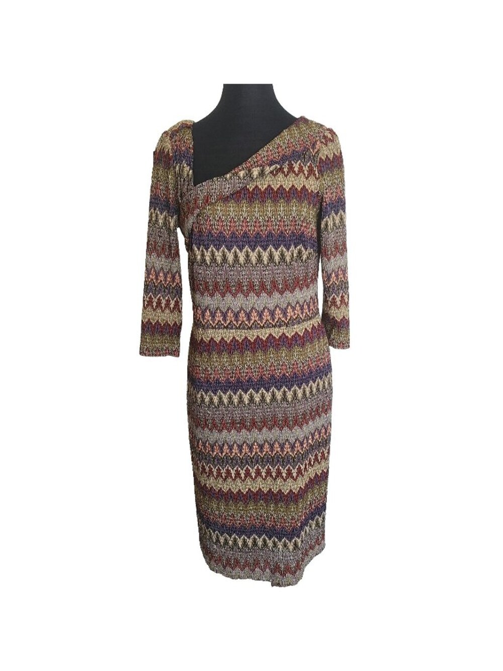 David Meister Dress Size 10 Multicolor Geometric Knit Vintage